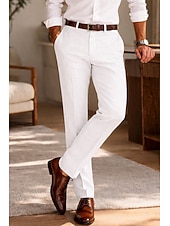 baratos Smokings &amp; Fatos-Masculino Algodão Linho Social Calça casual O negócio Casamento Vintage Clássico Formal Branco Rosa Vinho Primavera Verão Calças Côr Sólida Normal Longas Sem Elasticidade
