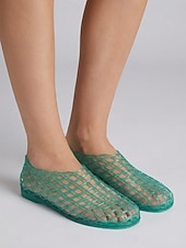 economico Donne-sandali da donna in gelatina rossa - scarpe da acqua traspiranti in rete traforata con comoda suola piatta per vacanze al mare &amp;viaggio sulle isole tropicali