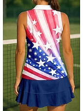 baratos Camisa Feminina-250º Aniversário da América Dia da Independência Mulheres Geométrica Bandeiras Tops Camisa Esportiva Camisa polo de caminhada Regata Sem Manga Floral Botões UPF50+ Resistente a UV Elasticidade Alta