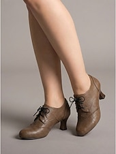 cheap Victorian &amp; Edwardian-Women's Victorian Style Lace-Up Oxford Pumps - Elegant Edwardian Retro Heeled Booties with Scalloped Brogue Detail and Spool Heel for Vintage Weddings, Period Costumes &amp; Classic Tea Parties