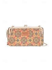 billige Crossbody-vesker-Dameveske med bohemsk mønster og trestruktur i kunstskinn, crossbody-veske med stor kapasitet og flere rom med justerbar stropp for hverdagsbruk, reise og ferie