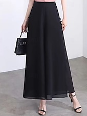 economico gamba larga e vita alta-Per donna Gamba larga Chinos Elegante Moda Streetwear Lunghezza al polpaccio Vita Alta Semplice Comodo Comodità Morbido Micro-elastico All'aperto Vacanza Streetwear Verde mela Vinaccia blu navy Nero