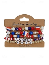 preiswerte Zubehör-Damen-Armbandset in Flaggenfarben, stapelbarer Fächerschmuck aus Legierung in verschiedenen Länderdesigns für Fußballspiele, Teamunterstützung, lässige Alltagskleidung und Spieltagsoutfits.