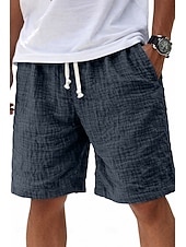 abordables Classique-Homme Shorts Shorts en Lin Shorts d'été Shorts de plage Short décontracté Cordon de serrage Taille Élastique Couleur Unie Léger Respirant Longueur Genou Quotidien Extérieur Vêtements de rue Mode