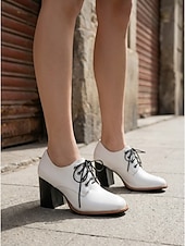 preiswerte Damenschnürschuhe-Vintage-Oxford-Pumps für Damen in Braun – klassische Schnürschuhe mit Blockabsatz und Brogue-Details, ideal fürs Büro und für die Schule. &amp;Freizeitoutfits