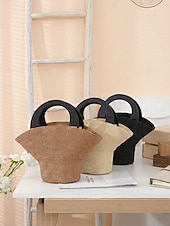 tanie Torby i torebki-Duża damska torebka ze słomy plecionej, wielokolorowa, z ekologicznego plecionego materiału, stylowa letnia torba, idealna na co dzień, na wakacje na plaży i do kurortu