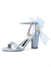 baratos noiva-Sandálias de noiva nude com salto bloco e laço - sapatos de casamento elegantes para casamentos no jardim.