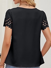 Χαμηλού Κόστους Απλή μπλούζα-Γυναικεία Μπλουζάκι Μπλουζάκι μπλουζάκι Μικρή Οπή Σκέτο Μοντέρνα Στυλάτο Κλασσικό Κοντομάνικο Στρογγυλή Ψηλή Λαιμόκοψη Κανονικά μπλουζάκια Καθημερινά Εξόδου Σαββατοκύριακο