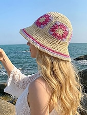 preiswerte Urlaubszubehör-Gewebter Damen-Sonnenhut im Boho-Stil, mehrfarbig, faltbar, perfekt für Strand- und Resorturlaube sowie als lässiger Alltagsbegleiter