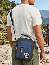 お買い得  メンズバッグ-メンズオックスフォードクロスボディバッグ、マルチカラー、複数のコンパートメントを備えた大容量、調節可能なショルダーストラップ、カジュアルやアウトドア旅行の日常使いに最適