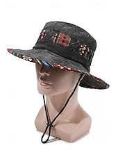 Χαμηλού Κόστους Αξεσουάρ διακοπών-Ανδρικό καπέλο bucket από μείγμα βαμβακιού σε μποέμ στιλ με έθνικ σχέδια, πολύχρωμο σχέδιο – ιδανικό για καθημερινή χρήση και ταξίδια διακοπών