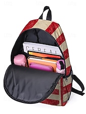  תרמיל גב יוניסקס עם הדפס פוליאסטר, עיצוב דגל אמריקאי וינטג', קיבולת גדולה, עמיד, אידיאלי ליום השנה ה-250, יום העצמאות, נסיעות יומיומיות ושימוש חיצוני