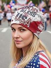  Naisten polyesteristä valmistettu USA-aiheinen hattu, monitoiminen kaulahuivi, "Jumala siunatkoon USA:ta" -design, ihanteellinen 250-vuotisjuhlaan, itsenäisyyspäivään ja jokapäiväiseen käyttöön.