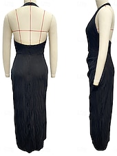 preiswerte abendkleider-Damen Midikleid Partykleid Cocktailkleid Etui-Kleid Elegant Mode Modern Abendgesellschaft Party Besonderer Anlass Normale Passform Einfach Ärmellos Neckholder Schwarz Grün Sommer Frühling