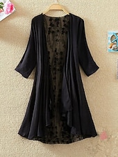 economico Caftani-Per donna Costumi da bagno Copricostume Rashguard Canotta da bagno Vestiti Costume da bagno Arricciato Pizzo Patchwork Vacanza Abbigliamento da Spiaggia Floreale Scollo a V Manica Lunga Costumi da