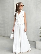 economico Completi per bambine-2 Pezzi Bambini Ragazze Tinta unica Arricciato Camicia &amp; Pantaloni Impostato Senza Maniche Moda Casuale Dai 4 anni in su Estate Rosa scuro Bianco Rosa