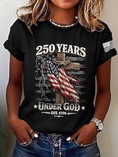 economico Magliette Giorno dell’Indipendenza-Giorno dell'Indipendenza Americana Per donna Maglietta Stampato Grafico Lettera Vintage Elegante Classico Manica Corta Girocollo Top Regolari Quotidiano Blu Nero Bianco Rosso Estate Primavera