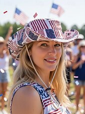 Недорогие Аксессуары-Женская ковбойская шляпа-панама из полиэстера с принтом, 2 в 1, многофункциональная, с патриотическим дизайном в виде флага США, идеально подходит для празднования 250-летия США, Дня независимости и повседневной носки.