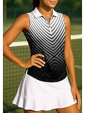 tanie Koszula damska-Damskie Gradient Pasek Topy Koszulka sportowa Koszulka polo Koszulka do tenisa Bez rękawów Zamek Kwiaty UPF50+ Odporny na UV Wysoka elastyczność Odprowadza wilgoć Oddychający Siatkówka Bransoletka