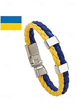 economico Accessori-Bracciale da uomo intrecciato in similpelle, disponibile in diversi colori, ispirato alla bandiera americana, ideale per partite di calcio, tifosi, tifosi di football, per lo spirito di squadra e per un look casual da giorno di partita.