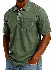 halpa Miesten klassinen poolopaita-SoftFade™ Miesten Polo-Paidat 100% Puuvillaa Happopesu Paita Rentoa Lomaa Kauluskaveri Lyhythihainen Muoti Perus Yksinkertainen Vintage Haalistunut Kesä Kevät Normaalimallinen Musta Vaaleanvihreä