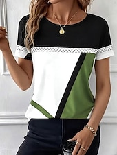  イースター 女性用 Tシャツ プリント グラフィック チェック 抽象的 ヴィンテージ スタイリッシュ クラシック 半袖 長袖 クルーネック ラウンドネック レギュラートップス 日常 ブルー グレー 白 / グリーン ルビーレッド パープル 夏 春 秋