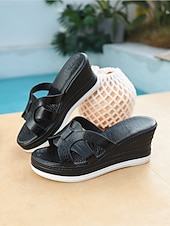 preiswerte Keilsandalen-Elegante schwarze Keilsandalen mit Krokodilprägung für Damen – bequeme Plateau-Sandalen für den Poolbereich von Luxushotels und tropische Resorts &amp;Sommerurlaubsoutfits