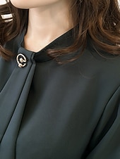 abordables Blusas y camisas-Mujer Camisa Blusa Tops de gasa Frunce Plano Activo Elegante Manga Larga Cuello Barco Tops regulares Diario Ropa de calle Festivos Amarillo Verde Trébol Albaricoque Verano Primavera
