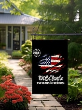  Conjunto de 2 bandeiras dos EUA comemorativas do 250º aniversário, bandeiras patrióticas de jardim dupla face com a Estátua da Liberdade, decorações para o 4 de julho para a celebração dos 250 anos dos EUA, produtos comemorativos dos 250 anos dos EUA, 177