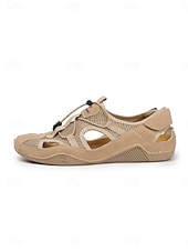 abordables Sandalias Deportivas-Zapatos de senderismo al aire libre de color caqui para mujer, sandalias de trekking ligeras y transpirables con malla de secado rápido para caminar por senderos y trekking fluvial. &amp;aventuras de