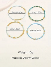 olcso Nyaralási kiegészítők-Női bohém rugalmas gyöngyös karkötő szett, 4 karkötő, gyöngyös kivitelben arany díszítéssel, tökéletes tengerparti nyaraláshoz és mindennapi viseletre