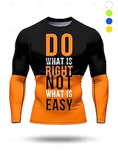 Недорогие Футболки и майки для бега-Муж. Контрастных цветов Буквы Футболка для бега Компрессионная футболка Весна Осень 3D печать Цветовые блоки Длинный рукав Быстровысыхающий Сжатие видеоизображений Для тренировки Power Flex