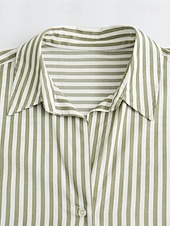 voordelige Overhemden-Dames Overhemd Overhemden met linnenlook Button-down overhemd Blouse Gestreept Stijlvol Klassiek Modern Lange mouw Revers Normale tops Dagelijks Feestdagen Uitgaan blauw Geel Blozend Roze Rood