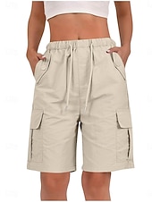 رخيصةأون شورت برمودا-نسائي برمودا شورت شورت كارجو تشينوز شورتات العطلة أناقة الشارع كاجوال باختصار الخصر متوسط سهل رباط جيب مريح غير مطاطي مناسب للبس اليومي الأماكن المفتوحة عطلة أرجواني داكن مشمش رمادي داكن أسود