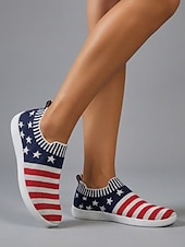  Женские слипоны USA 250-летия — удобные туфли с широким голенищем и звездным рисунком для парадов, Дня независимости и патриотических торжеств.