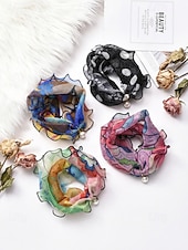 economico Accessori per le vacanze-sciarpa in chiffon di poliestere in stile bohémien da donna, stampe floreali multicolori, fascia versatile, perfetta per l'abbigliamento casual quotidiano e le vacanze al mare