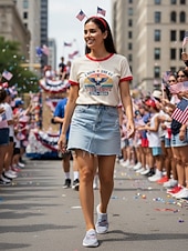  Women's White Patriotic Slip-On Sneakers – Lightweight Breathable Walking Shoes with American Flag Print Graphic for Casual Wear, Holiday Events, Travel and Outdoor Activities