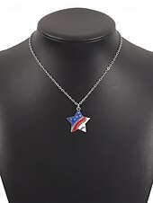 ieftine Accesorii-Set colier și cercei din aliaj pentru femei, modele cu inimioare și stele în mai multe stiluri, bijuterii patriotice, perfecte pentru aniversarea a 250 de ani de la SUA, Ziua Independenței și ținute casual de zi cu zi.