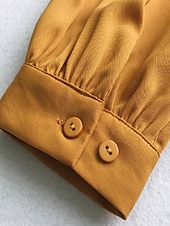 abordables Blusas y camisas-Mujer Camisa Blusa Tops de gasa Frunce Plano Activo Elegante Manga Larga Cuello Barco Tops regulares Diario Ropa de calle Festivos Amarillo Verde Trébol Albaricoque Verano Primavera