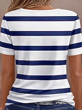 economico T-shirt a righe e geometrico-Per donna Maglietta Cerniera Zip a un quarto Grafico Geometrico Blocco di colori Tropicale Hawaiano Elegante Manica Corta Girocollo Top Regolari Matrimonio in Spiaggia Quotidiano Sportivo Blu Nero