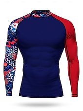 cheap Men's Rash Guard-Men's Standard Rash Guard Swim Shirt Geometric Abstract Camo / Camouflage UPF50+ UV Protection Quick Dry Long Sleeve Swimwear Sun Shirt Surfing Canoeing Beach Summer