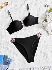 economico Bikini-Per donna Costumi da bagno Bikini Due pezzi Birichino Costume da bagno Snello Senza schiena Vacanza Abbigliamento da Spiaggia Tinta unica Scollo a V Senza Maniche Costumi da bagno
