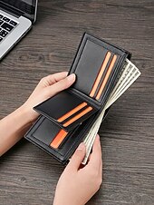 economico Portafogli-Portafoglio da uomo vintage in similpelle, con design a più scomparti, finitura effetto invecchiato retrò, multicolore, materiale PU resistente, ideale per viaggi e uso quotidiano casual.