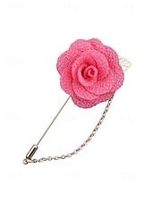 abordables Boda ACC-Pin de solapa con flor de poliéster elegante para hombre: múltiples opciones de color, elegante y moderno, perfecto para bodas y fiestas.