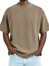 abordables Camisetas de pana-Hombre Camiseta Camisa de Pana Camiseta superior Manga Corta Cuello Barco Verano Primavera Todas las Temporadas Color sólido A Rayas Tira de pozo Básico Retro Antiguo Casual Suave Pana Vacaciones