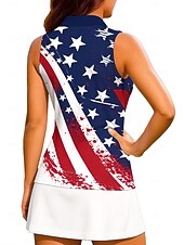  Amerikas 250. Jahrestag Tag der Unabhängigkeit Damen Nationalflagge Sporthemd Golf-Poloshirt Panzer Tennis Shirt Ärmellos Reißverschluss Blumen UPF50+ UV-beständig Hohe Elastizität