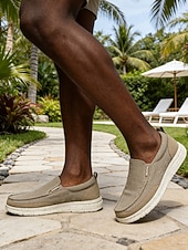 economico Uomini-mocassini slip-on in tela da uomo, leggeri e traspiranti, comode scarpe da resort all'aperto per viaggi, passeggiate e abbigliamento casual
