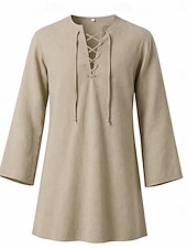  Medievale Rinascimento Camicia Tunica Lunghe Pirata Vichingo Costume Per uomo Vichingo Costumi da pirata Halloween Carnevale Performance LARP Fiera Rinascimentale Adulti Camicia