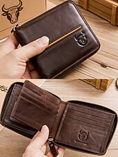 billige Lommebøker-Herre vintage lommebok i ekte skinn i flere farger stor kapasitet flere kort glidelås rundt bifold lommebok for uformell daglig bruk, reiseferie og hverdagsbruk