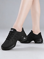 baratos Ténis de Dança-Women's White Jazz Dance Sneakers - Lightweight Kids &amp; Teens Practice Shoes for Hip-Hop, Jazz &amp; Street Dance